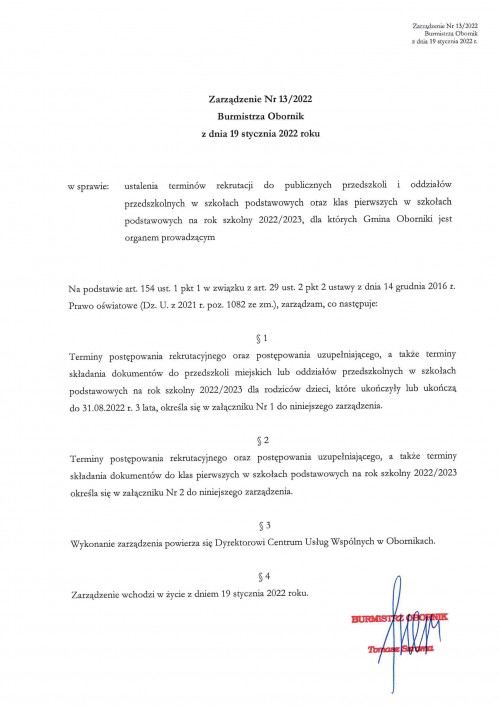Zarządzenie Nr 13 1